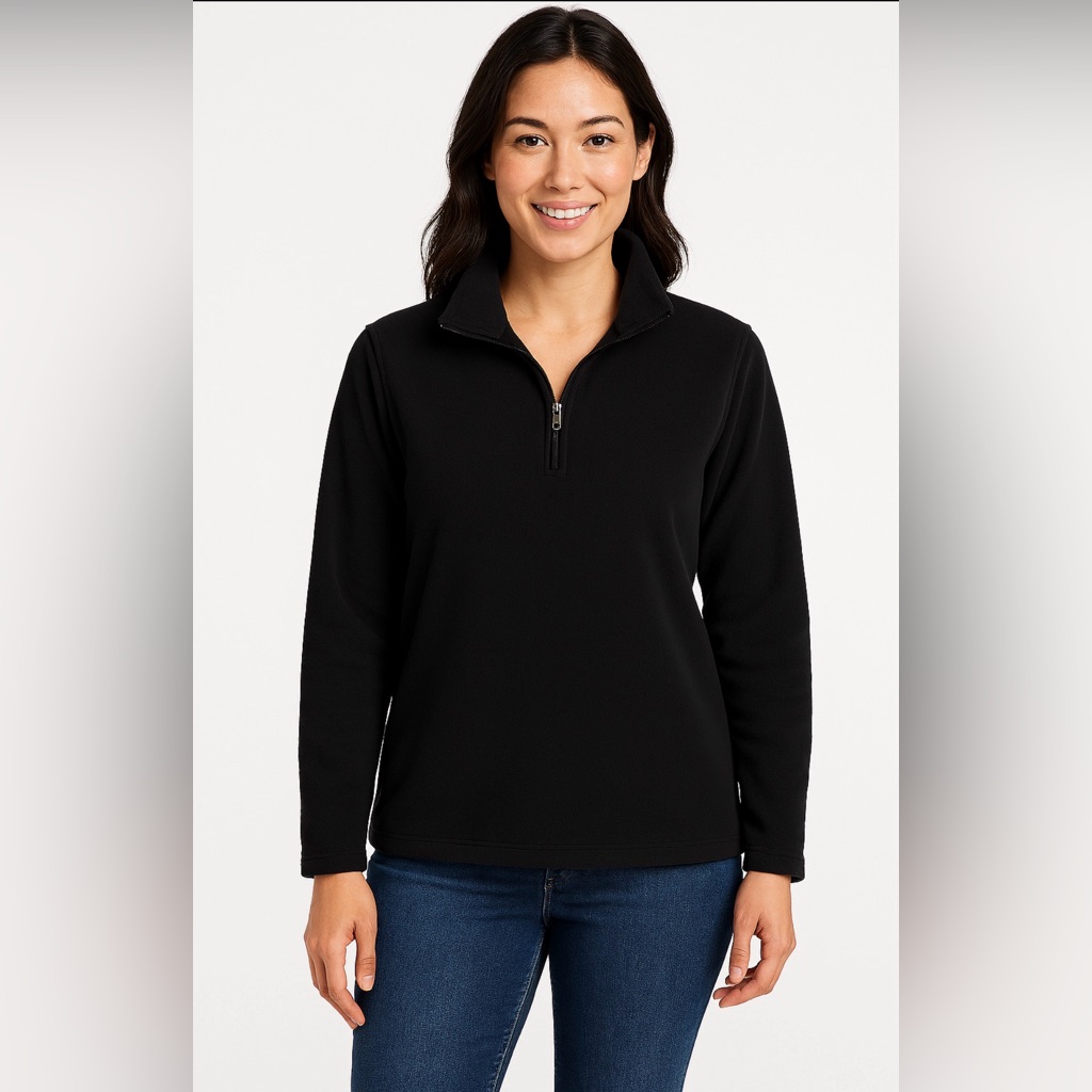 Lands’ End Women’s Black Fleece Halfzip Pullover
